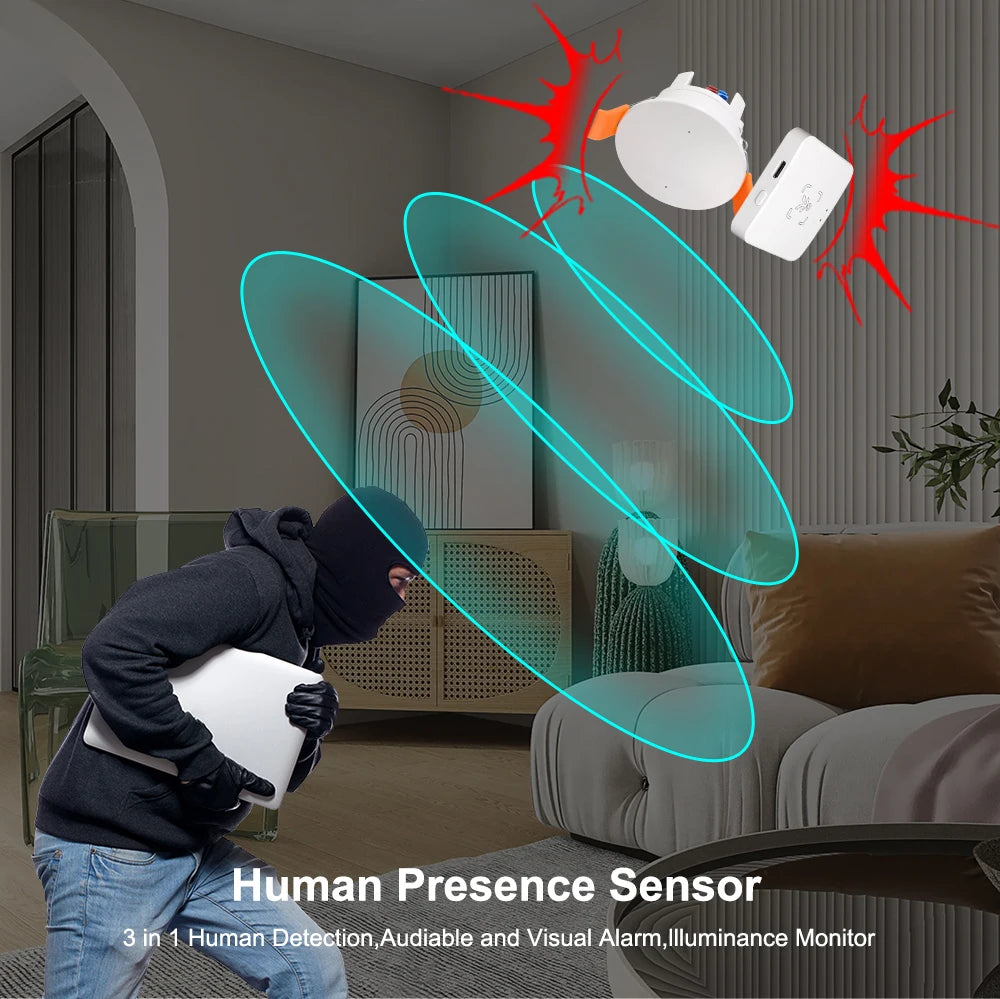 Tuya WiFi Zigbee Human Presence Sensor MmWave Radar Detector With Luminance Sensor For Smart Home Replace PIR Sensor