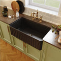 Luxury Kitchen Cabinets American Style 33 Inch Single Blow Ceramic Basin and Sink Modern Semi-Recessed Black Kitchen Sink