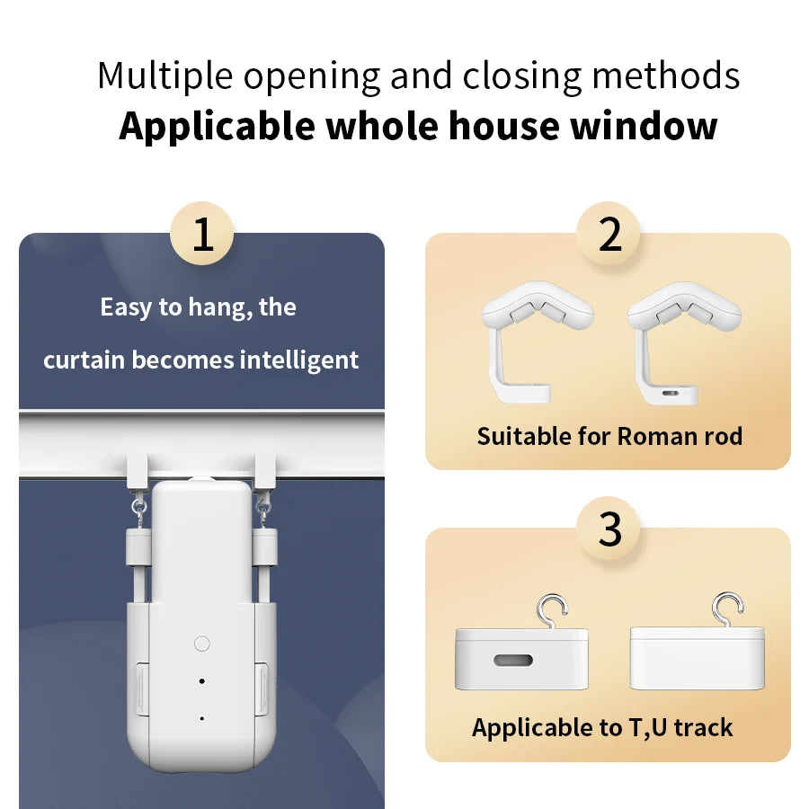 WiFi Smart curtain robot with Gateway App Control ,automatic switch ,Timer switch, 3in1 track（Equipped with remote control）