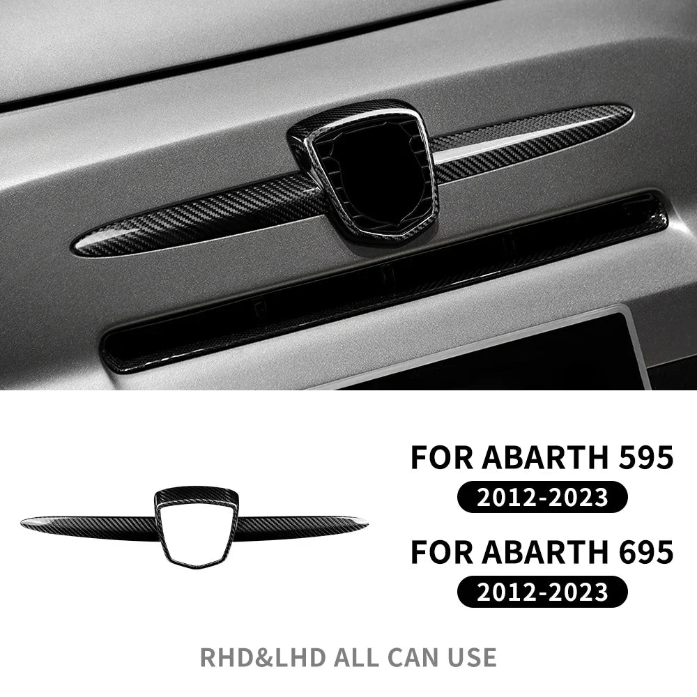 Real Hard Carbon Fiber Front Logo Frame Cover For Abarth 595 695 2012 2013 2014 2015 2016 2017 2018 2019 2020 2021 2022 2023