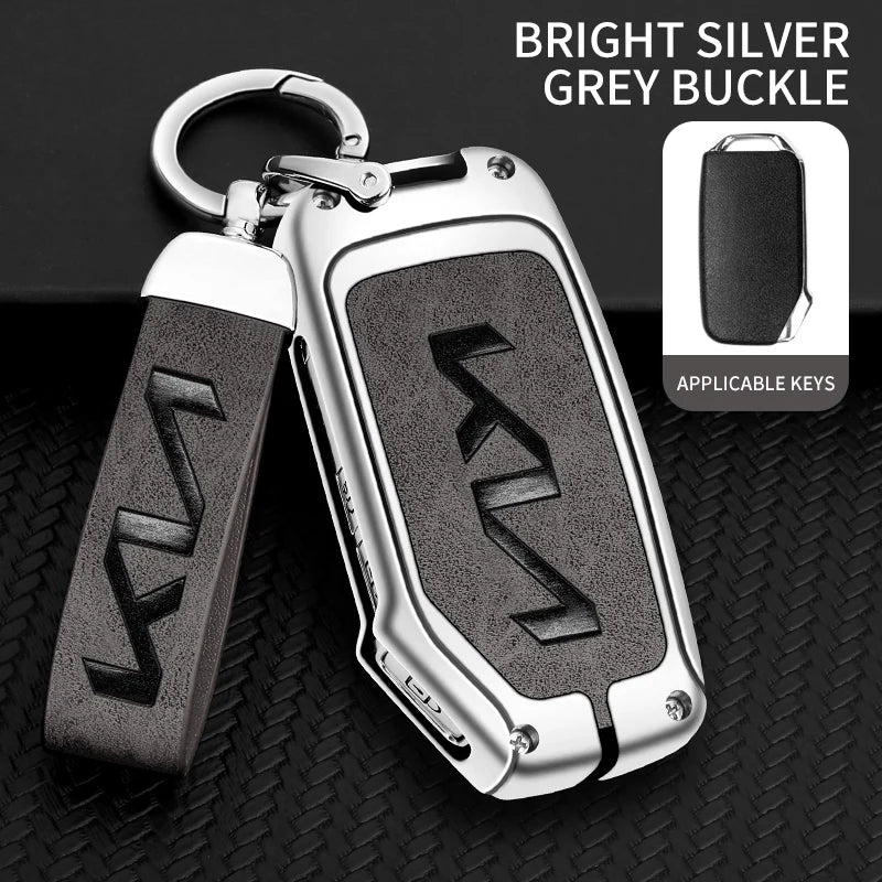 Leather Alloy Car Remote Key Case Protection Cover For KIA Sportage R GT Stinger Sorento Ceed Cerato Forte Niro Soul Telluride
