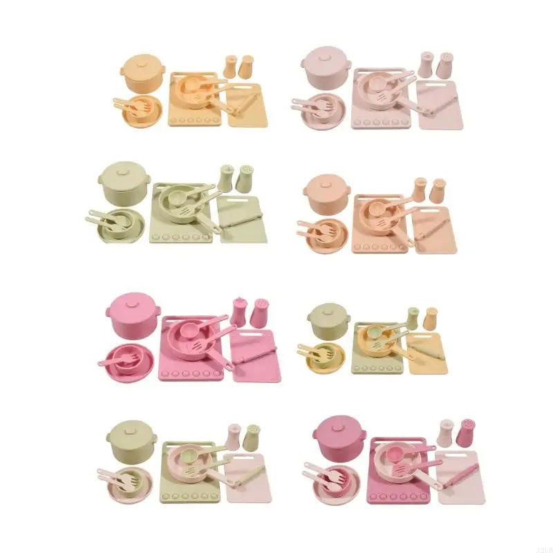 Kids Pretend Play Kitchen Toy Set With Realistic Cooking Utensils Soft Safe Silicone For Ages 3 And Up A2UB