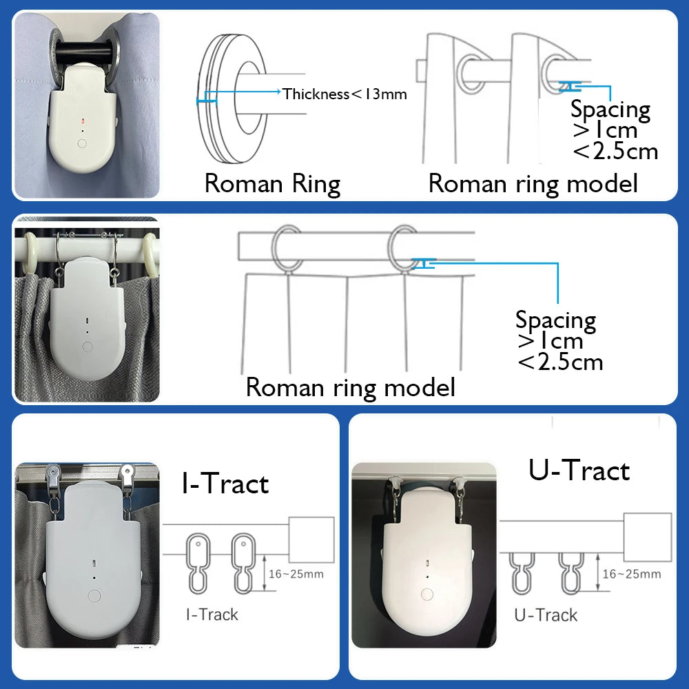 LifeLibero Tuya Smart Curtain Robot Bluetooth Curtain Motor Smart Life Fit to Electric Curtain Rail Track Rod I U Support Alexa