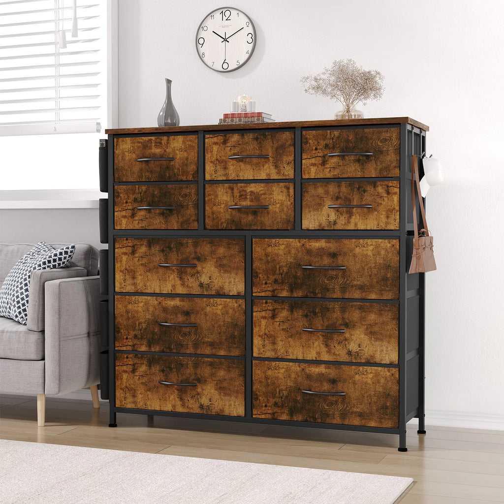 Dresser for Bedroom with 12 Drawer & Chests of Drawers for Hallway, Entryway, Storage Organizer Unit with Fabric Easy Pull Handl