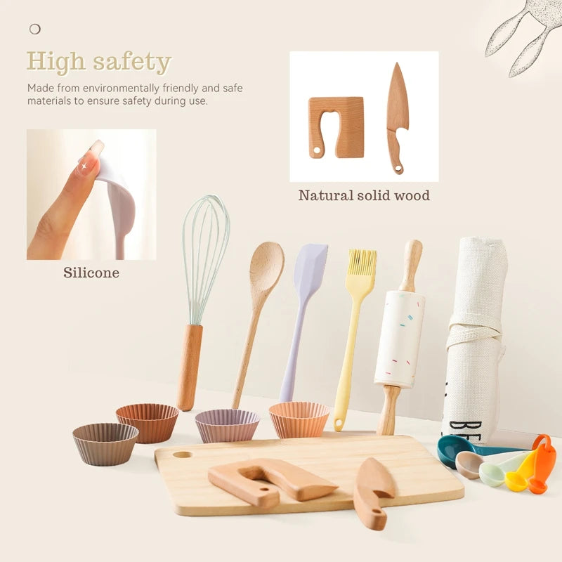 Kids Play Kitchen Set, Pretend Play Cooking Toys Set, Kitchen Toys Playset For Toddlers, Cutting Board Apron for Kids Kitchen