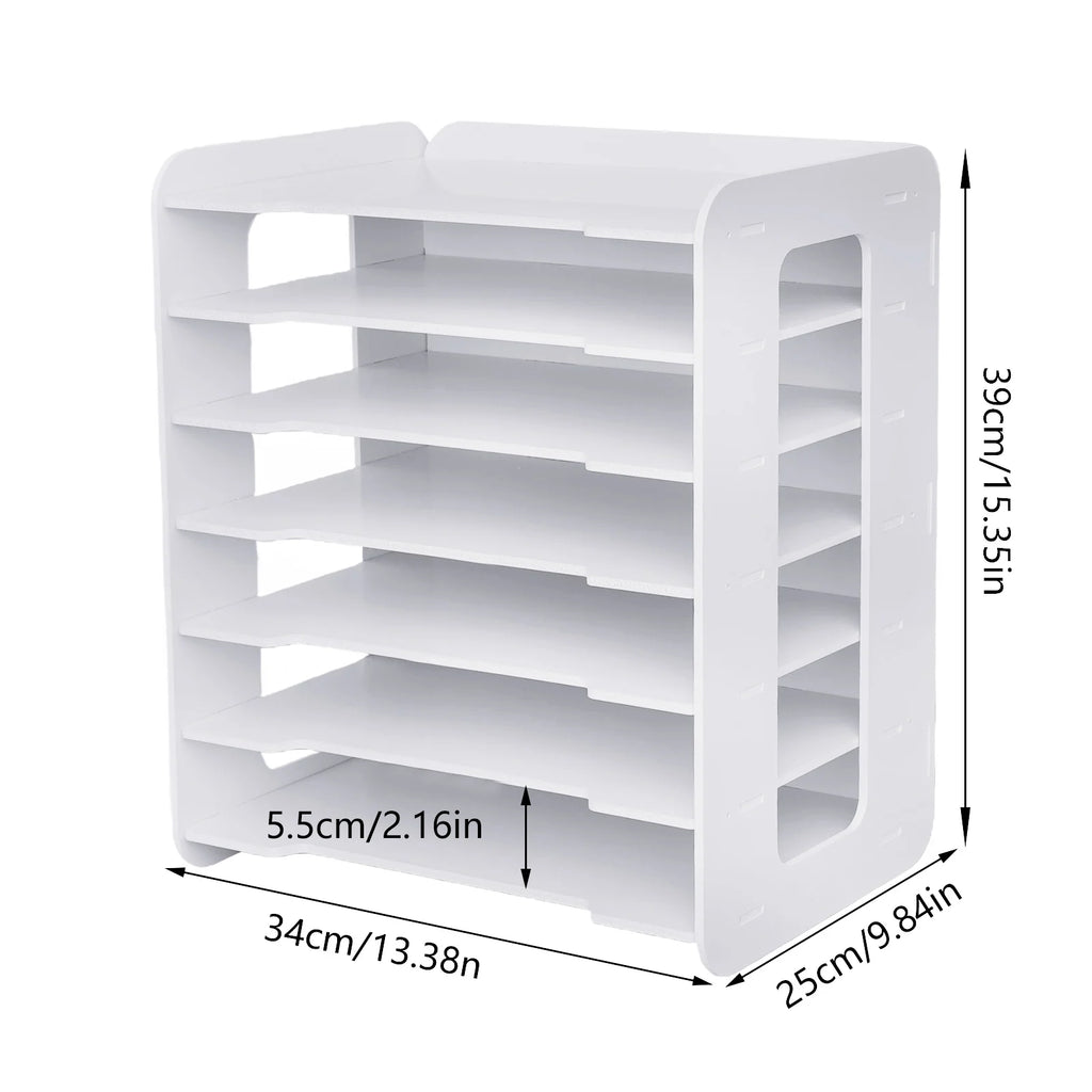 7 Tier Desktop Organizer Paper File Holder Document Storage Rack Office Home NEW