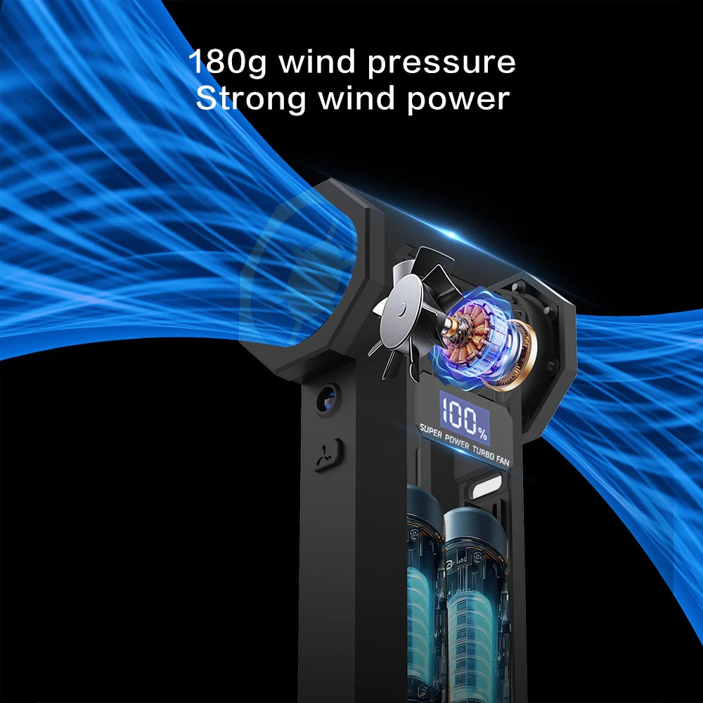990000RPM Violent Fan Dust Blowing Brushless Ultra Turbo Fan Jet Battery Display High-Speed Handheld Powerful Blower Low Noise