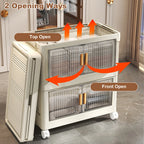 Plastic Folding Storage Cabinet, Multi-Shelf Organizer for Bedroom & Living Room, Compact Household Storage Cabinet