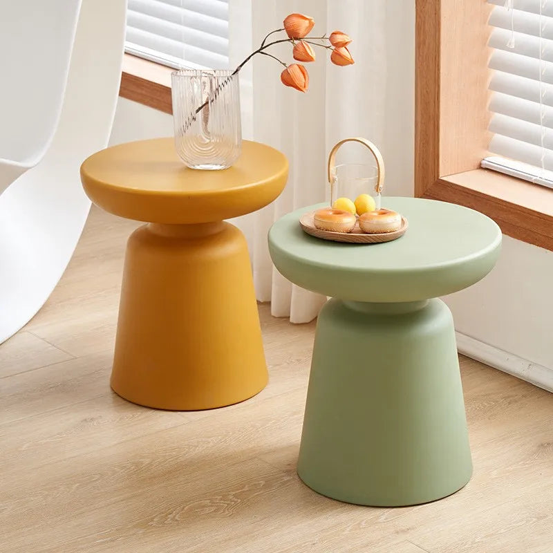 Richome Household Plastic Circular Coffee Table Small Living Room Horse Shaped Side Table Balcony Modern And Simple Coffee Table