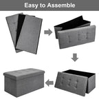 Seat stool Foldable Storage Stool footrest stool Folding Chest Storage Cube Upholstered Seat Removable Lid Home Decor