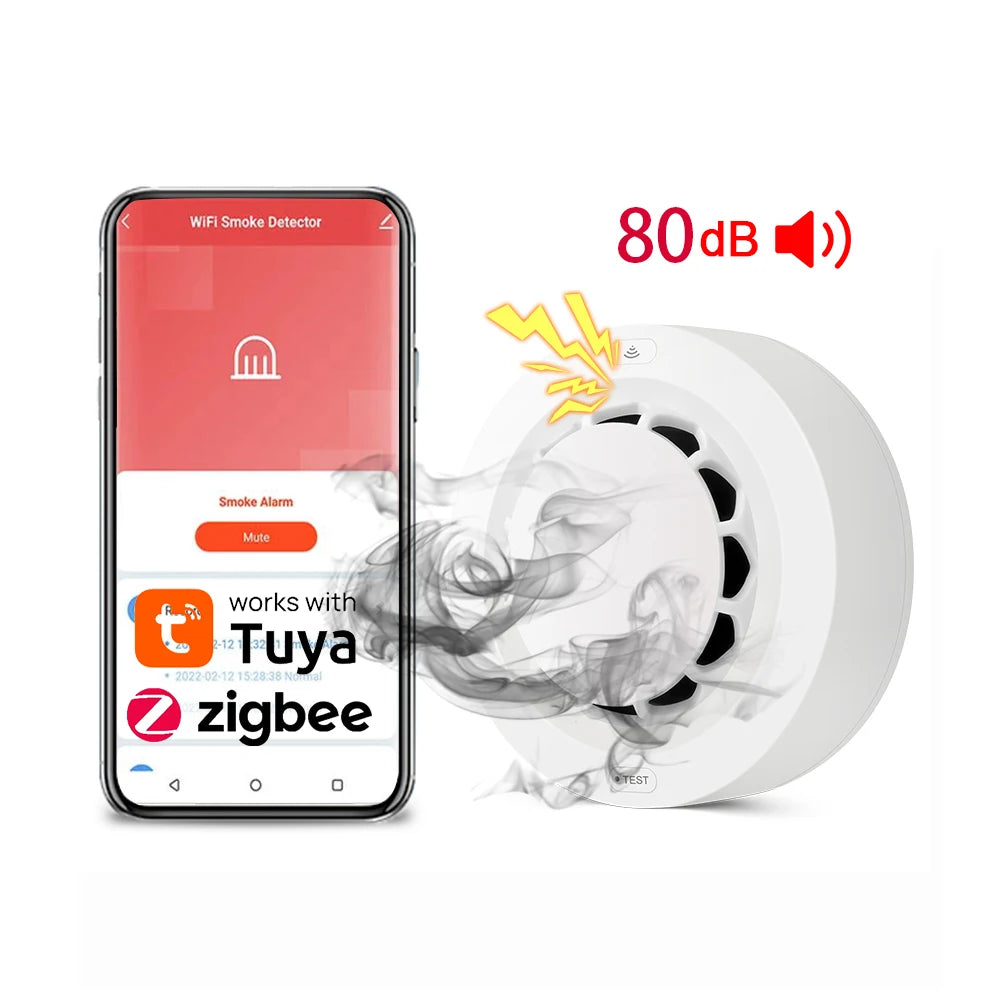 Zigbee Smoke Sensor Tuya Fire Alarm Detector Home Security Alarm Smoke Sensor for Home Security Should Work with Tuya Zigbee Hub