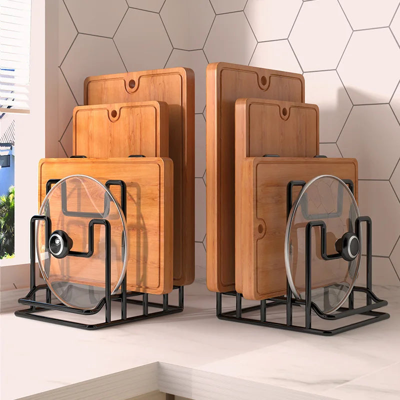 Cutting Board Holder Rack Kitchen Countertop Drain Storage Shelf Multi Layer Space Saving Cutting Board Practical Organizer