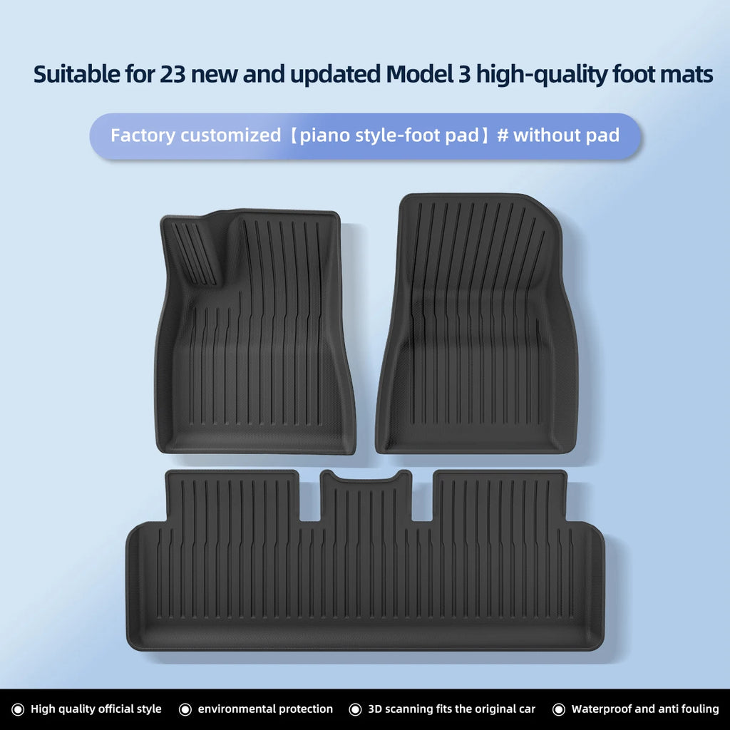 For Tesla Model 3 Highland Floor Mats 2024 Car Accessories TPE Waterproof Foot Pad Front Rear Trunk Mat Rear Seat Backrest Pad