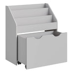 SONGMICS Kids Bookshelf and Toy Organiser, Toy Storage Chest and Bookcase with 3 Shelves, Storage Box with Wheels, Multipurpose