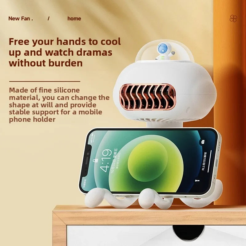 Portable Leafless Fan Octopus Design USB Charging Small Table Fan for