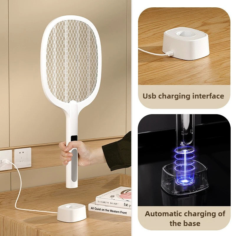 Electric Fly Swatter Handheld Fly Killer and Mosquito Trap Lamp Safe R