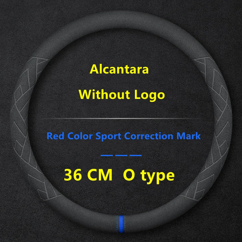 Steering Wheel Cover For Tesla Model 3 Y S X Alcantara 4 Seasons 36-39 CM Diameter Black Car Interior Accessories 2019-2025