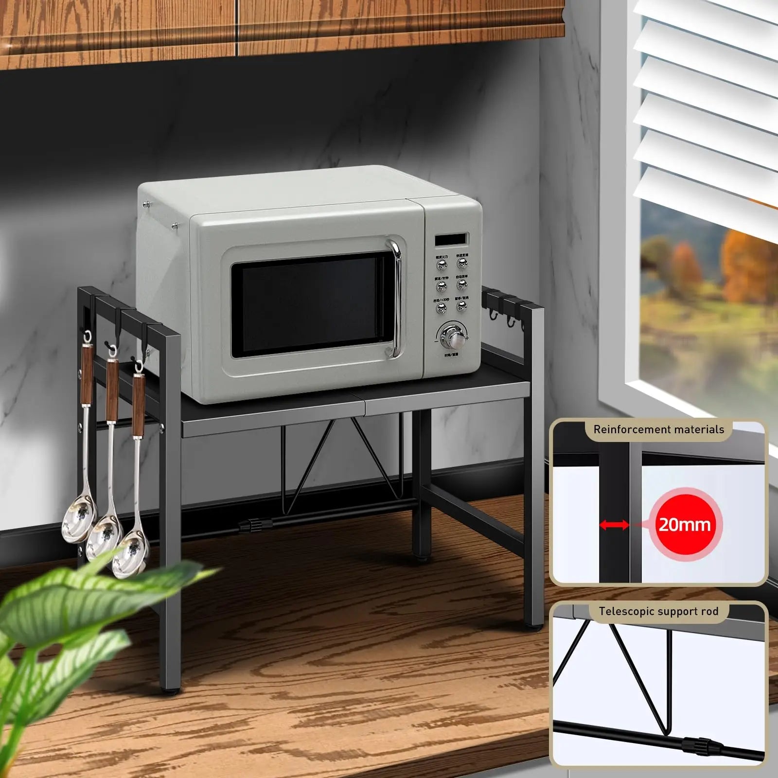 Expandable Microwave Shelf Organizer (42-64cm)