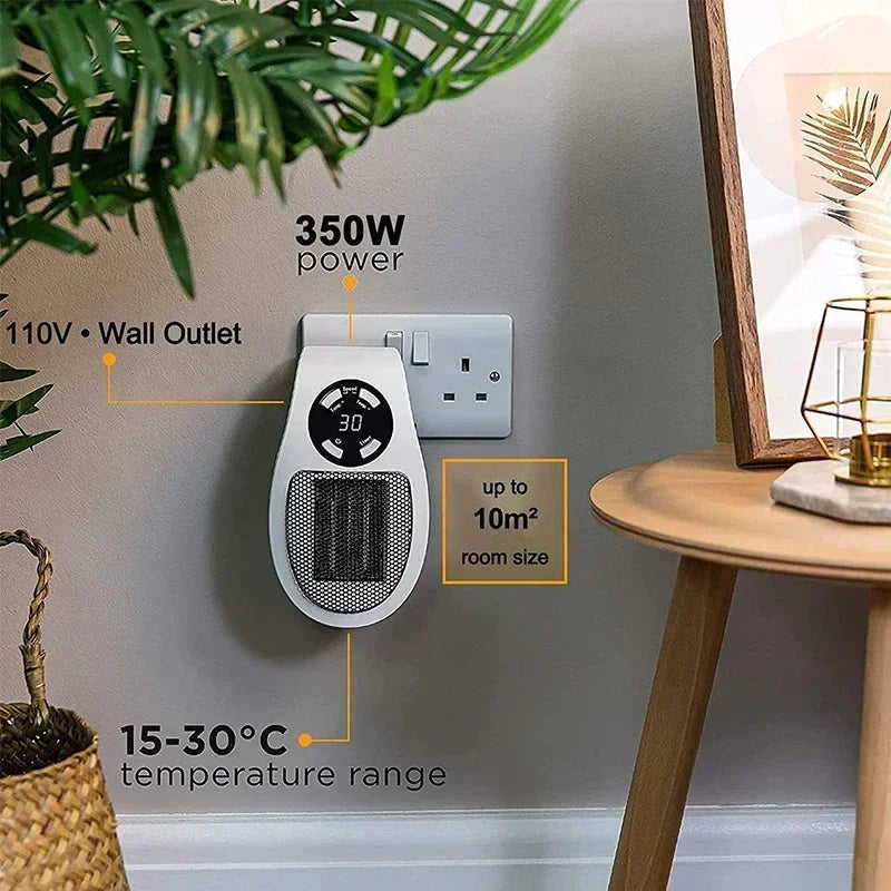 350W Portable Heater Electric Heater Convenient Room Heater Remote Con