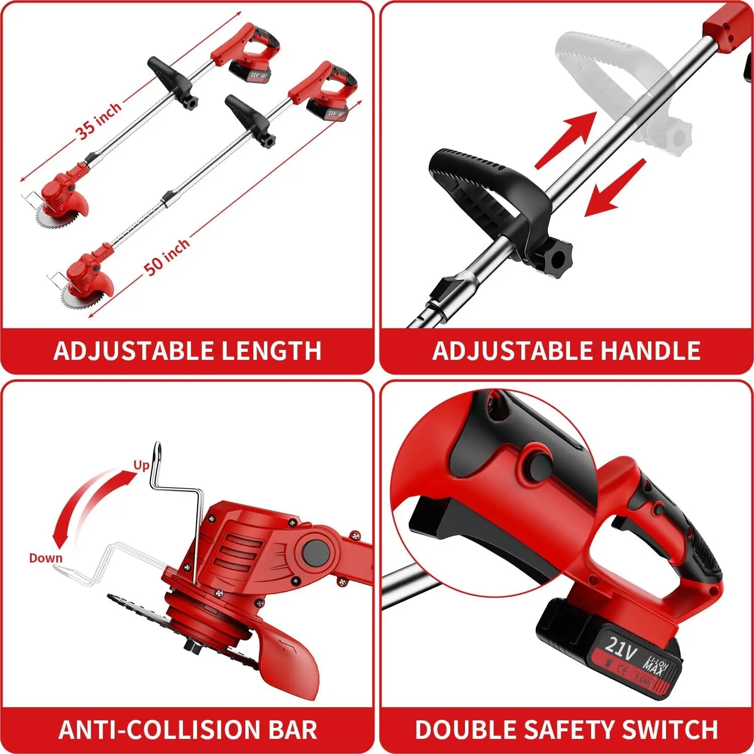 Cordless Lawn Trimmer & Weed Wacker - 20V Grass Edger with 2 Li-Ion Batteries & 3 Blades | AlluCanFind