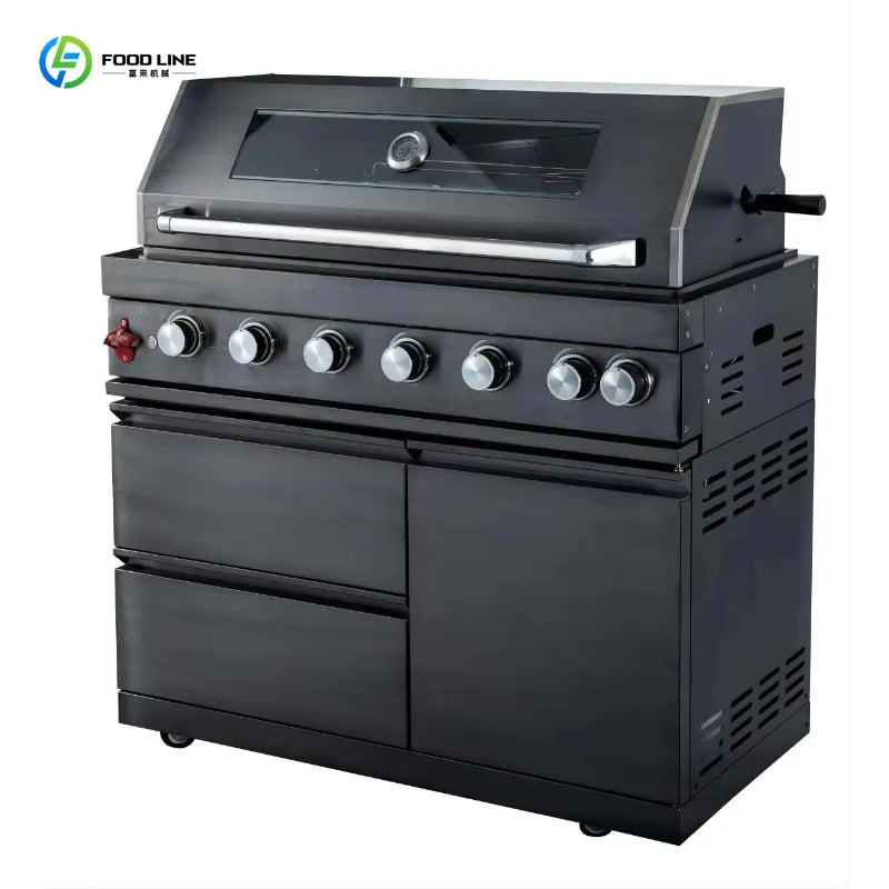 Customized Luxury Outdoor Kitchen Granite Garden Stainless Steel Waterproof Heavy Duty Gas BBQ Full Kitchen Cabinet Frame