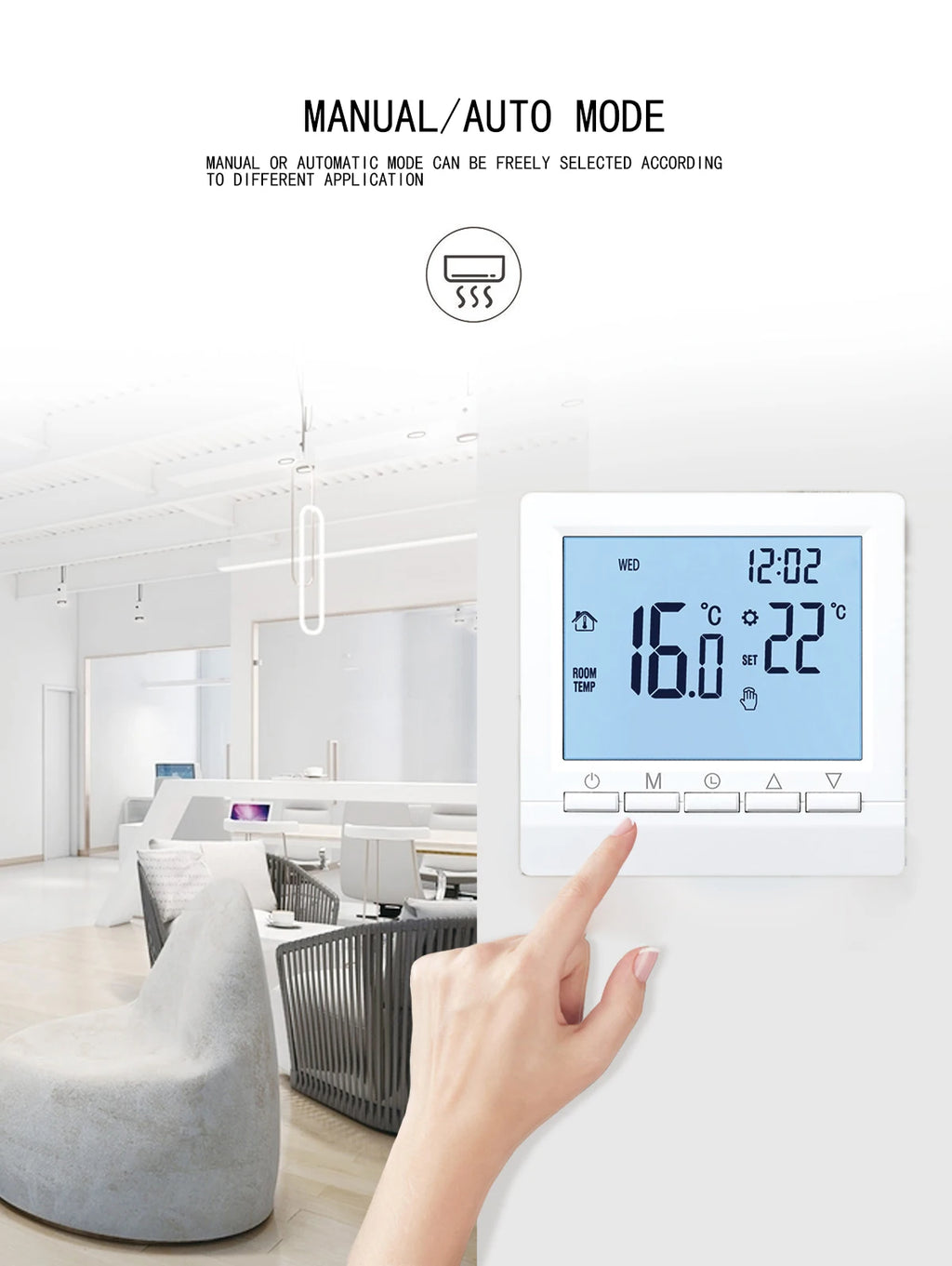 Digital Thermostat For Gas Boiler Room  Battery Programmable Heating Temperature Controller Boiler Thermostat Hand Wall Mount