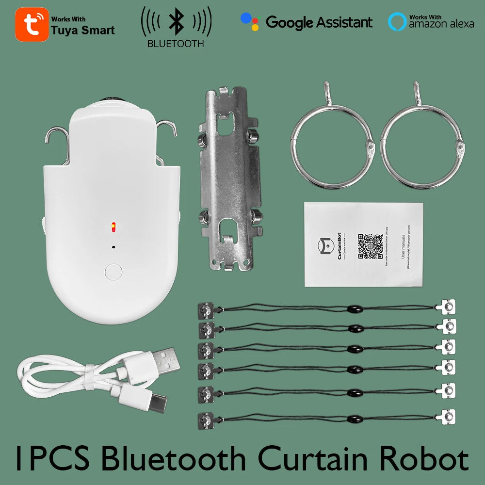 LifeLibero Tuya Smart Curtain Robot Bluetooth Curtain Motor Smart Life Fit to Electric Curtain Rail Track Rod I U Support Alexa