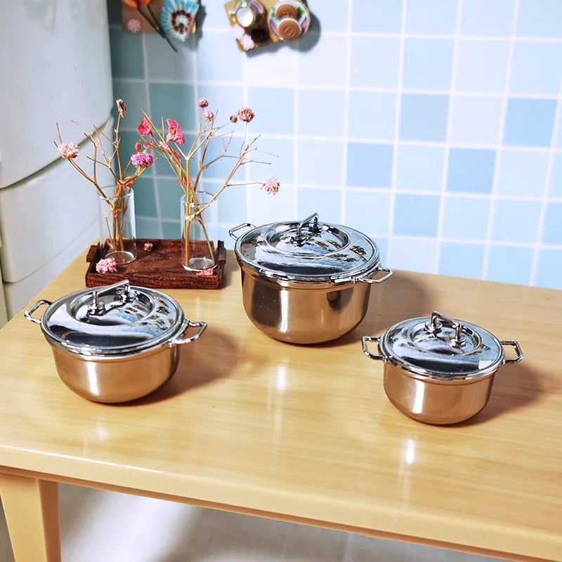 Hot Pot 1:12 Dollhouse Miniature Kitchen Utensils Cooking Ware Pot Boiler Pan Coffee Tea Cups Chair Ceramic Pot Kitchen Play Toy
