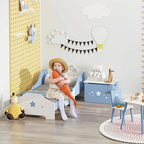Homcom Bed for Children +3 Years 143X74X59 cm with Blue Star Print