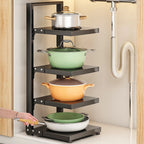 Multi-Layer Kitchen Storage Rack, Multifunctional Household Cabinet, Layered Pot Rack under the Sink for Pots, Pans, and Lids, Kitchen Storage Shelf, Essential for Storing Pots, Frying Pans, and Lids