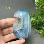 Natural Blue Agate Palm Play Healing Spiritual Meditation Chakra Witchcraft Prayer Energy Feng Shui Home Decor Gift