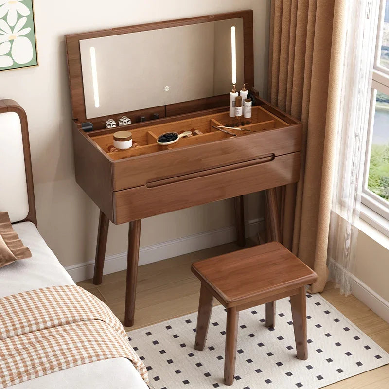 Luxury Wooden Dresser Makeup Cabinet Bedroom Mirrors Vanity Desk Dresser Drawer Nordic Princess Penteadeira Unique Furniture