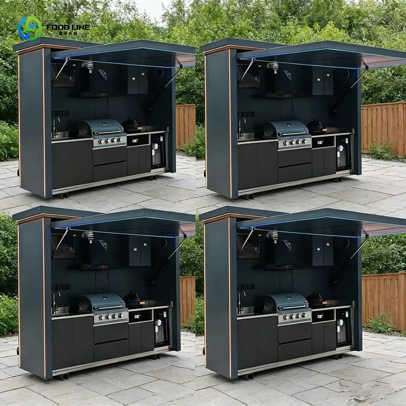 Customized High-end Steel Outdoor Mobile Kitchen Foldable Automatic Camping Party Cooking Equipment