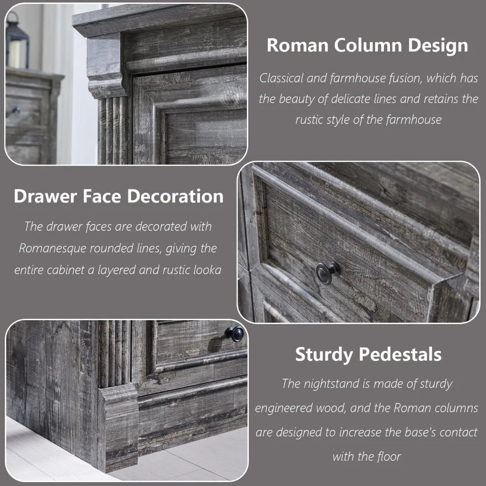 Farmhouse 7 Drawers Dresser for Bedroom, 57" Tall Large Dressers & Chests of Drawers w/Roman Column, Storage Dressers Organizer
