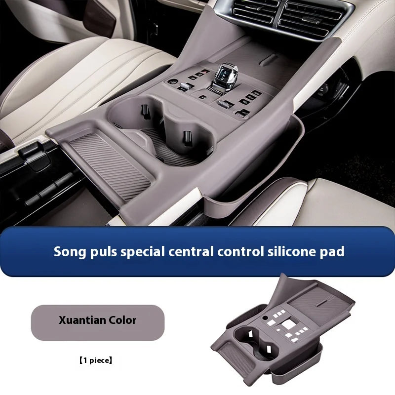 Fit For BYD Song Plus EV DMI 2020-2025 Central Control Panel Protective Pad Wireless Charging Silicone Pad Water Cup Holder Trim