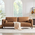 79" Mid-Century Modern Faux Leather Sofa | 3-Seat • Breathable Upholstery • Brown | Living Room/Office/Apartment