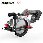 NANWEI 6" cordless brushless circular saw Rechargeable woodworking portable electric saw cutter circular saw
