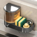Kitchen Dish Soap Press Drain Storage Rack Punch-free Wall-mounted Kitchen Sink Press Soap Dispenser Kitchen Accessories