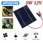 5W 12V Solar Panels Fast Charger DIY Polysilicon Solar Cell System Mini Outdoor Solar Panel 136x110MM for 9-12V Battery Charging