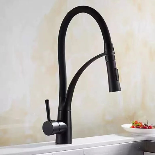 DQOK Silica Gel Nose Any Direction Rotating Kitchen Faucet Cold and Hot Black Water Mixer Pink Single Handle Kitchen Tap