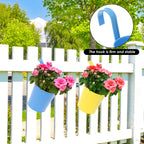 5Pcs Metal Hanging Flower Pots Hook Bucket Garden Planter Pots with Drainage Hole Balcony  Garden Office Planter Home Decor