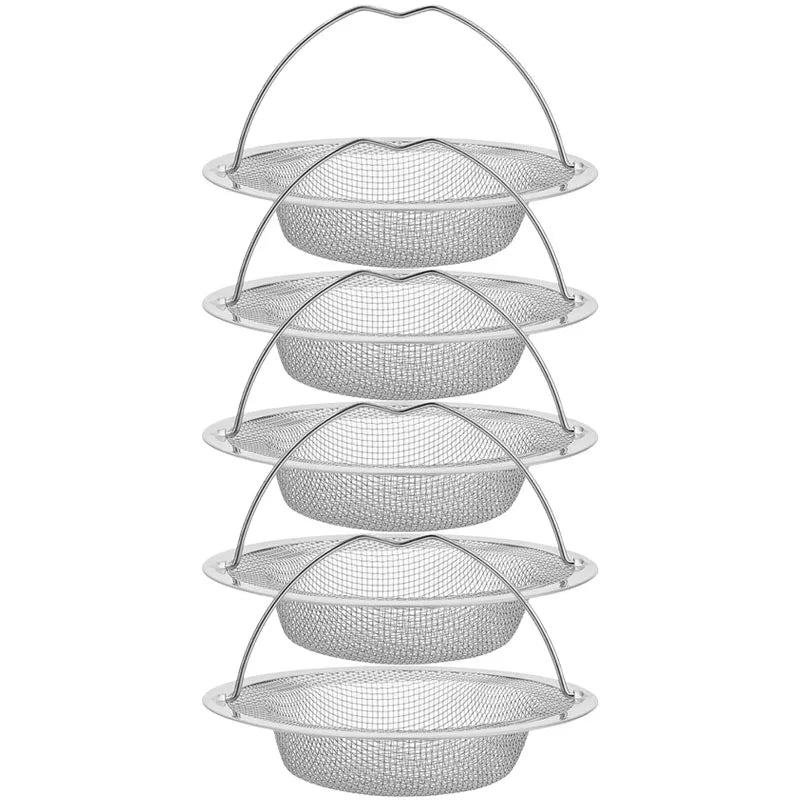1/20pcs Kitchen Sink Strainer With Handle & Stopper Replacement Drain Basket Stainless Steel Mesh Filter Waste Hole