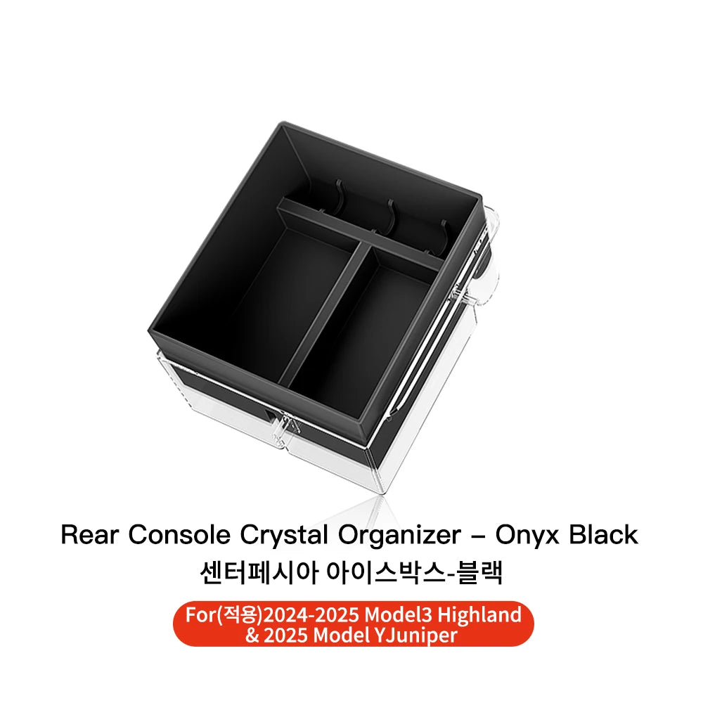 YZ For Tesla Model 3 Highland 2024 Model Y Juniper 2025 Storage Box Center Armrest Hidden Box Cup Holder Organizer Accessories