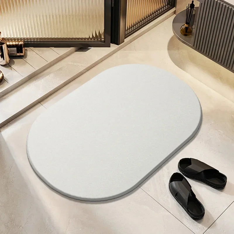 Stone Bath Mat Natural Diatomaceous Earth Shower Mat Super Absorbent Quick Drying Bathroom Floor Mat Grey Rug Easy To Clean 2024