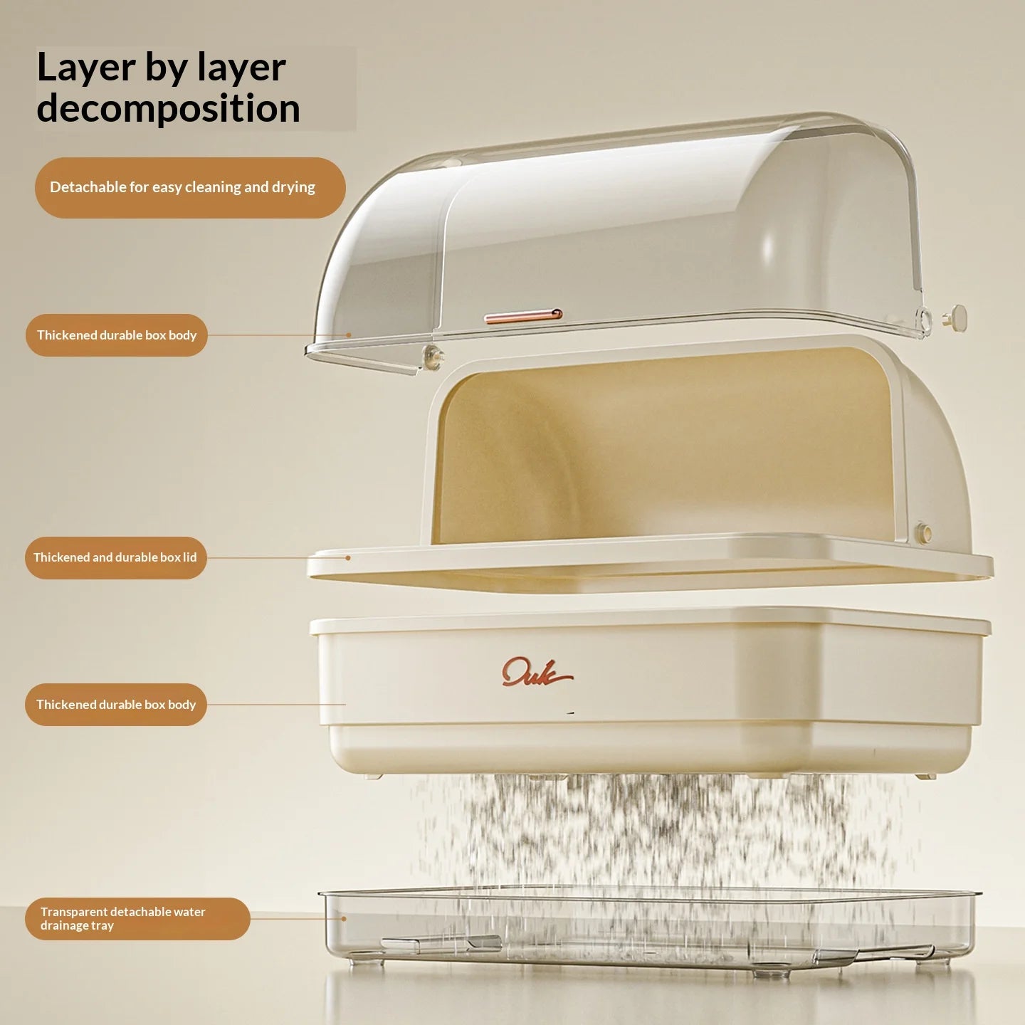 Kitchen Flip-up Drainer Dish Cabinet Household Multi-functional Moisture-proof Storage Organizer for Bowls and Utensils
