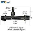 UPVC Venturi Injector for Mixing Liquid Venturi with Valve  BSP thread 1/2" 3/4" 1" 1.25" 1.5" 2" DGOzone