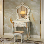 European Luxury Vanity Table Bedroom Mid Century White Makeup Dressing Table Cosmetics Chair Penteadeira Postmodern Furniture