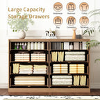 8 Drawer Dresser for Bedroom, Modern Fluted Double Dresser, 55" Wide Chest of Dressers, Mid Century Wooden Beside Table for Clos
