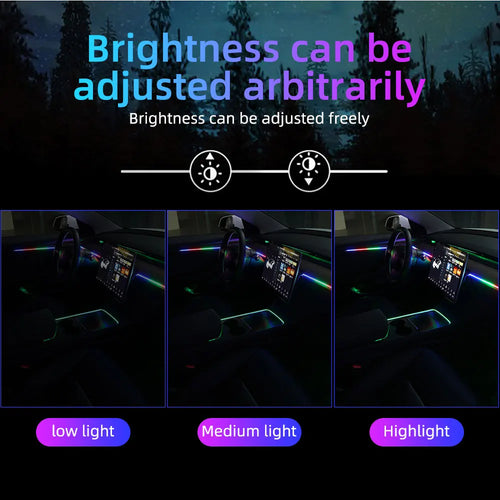 KEVANLY 140/55.1inch Car Ambient Lights 1in1 Universal LED Symphony RGB Atmosphere Lamp USB APP Remote for Tesla Model 3 Y S X