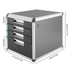 Silver Metal Drawer Box Lockable 4 Compartments DIN A4 Aluminium Alloy Document Storage Box Robust Organiser Box Document Box